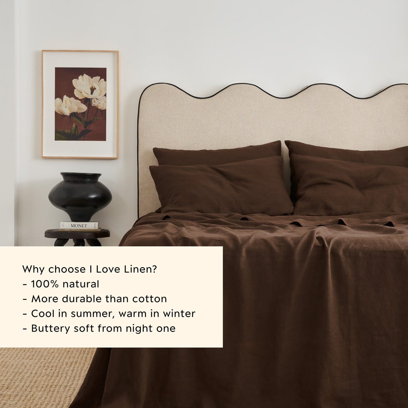 French Flax Linen Flat Sheet in Chocolate