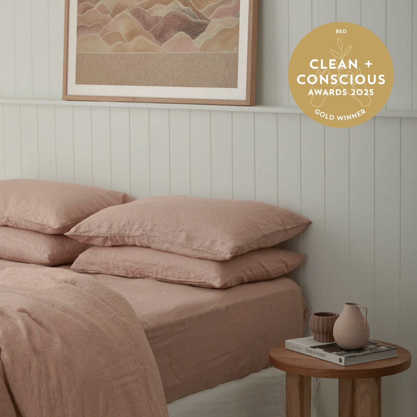 French Flax Linen Flat Sheet in Clay