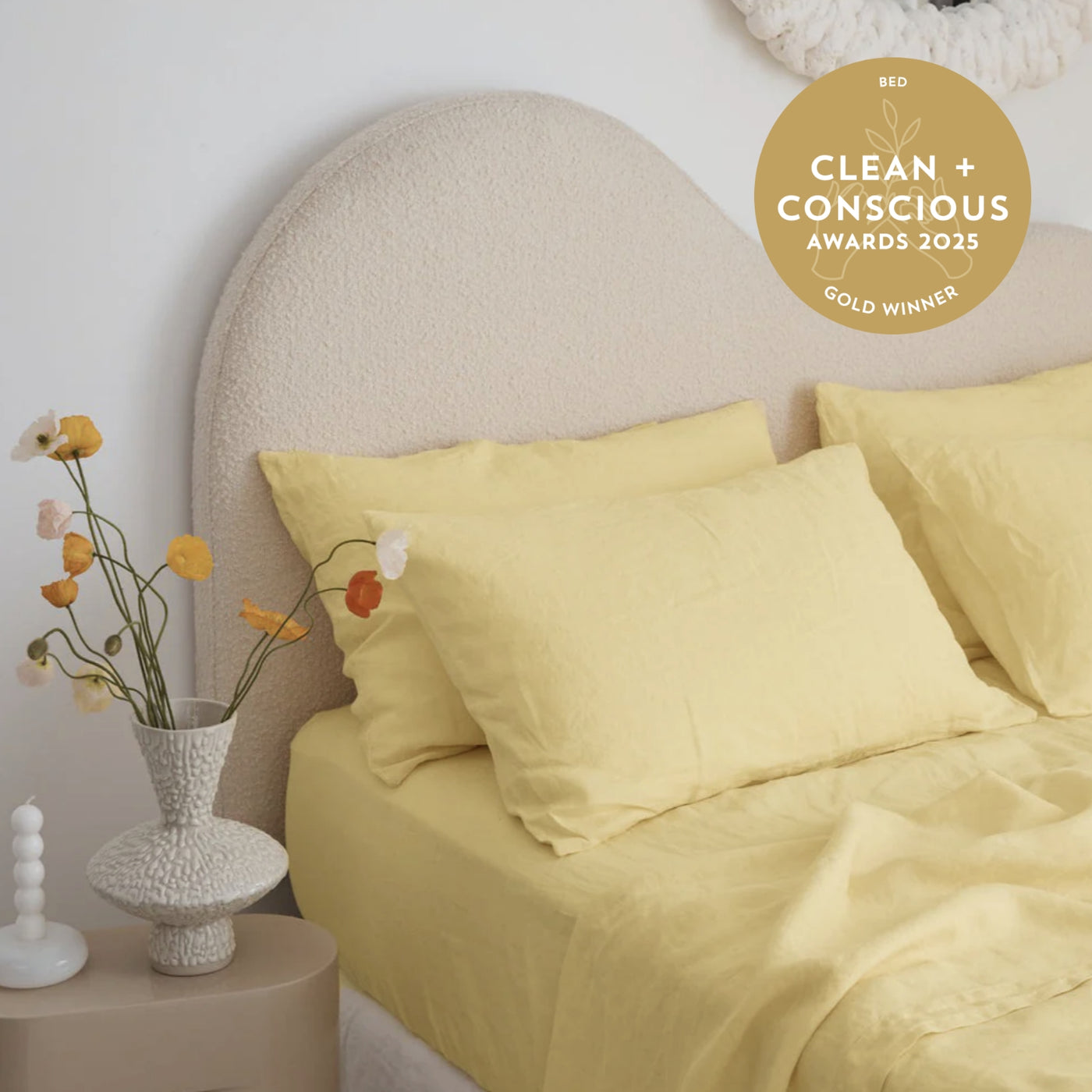 French Flax Linen Flat Sheet in Daisy