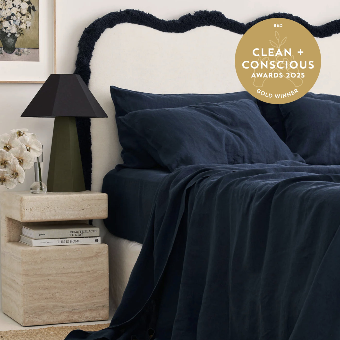 French Flax Linen Flat Sheet in Indigo