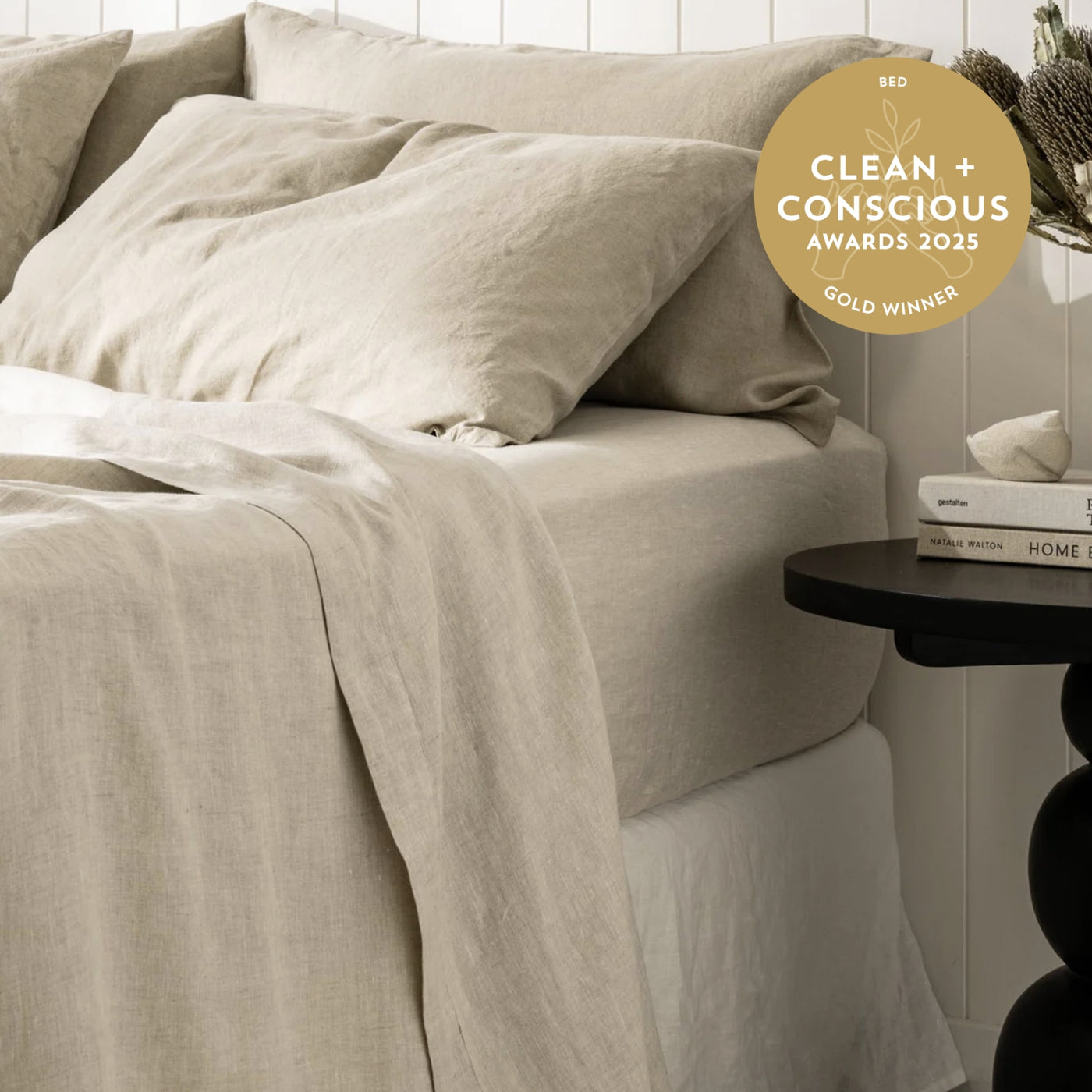 French Flax Linen Flat Sheet in Natural