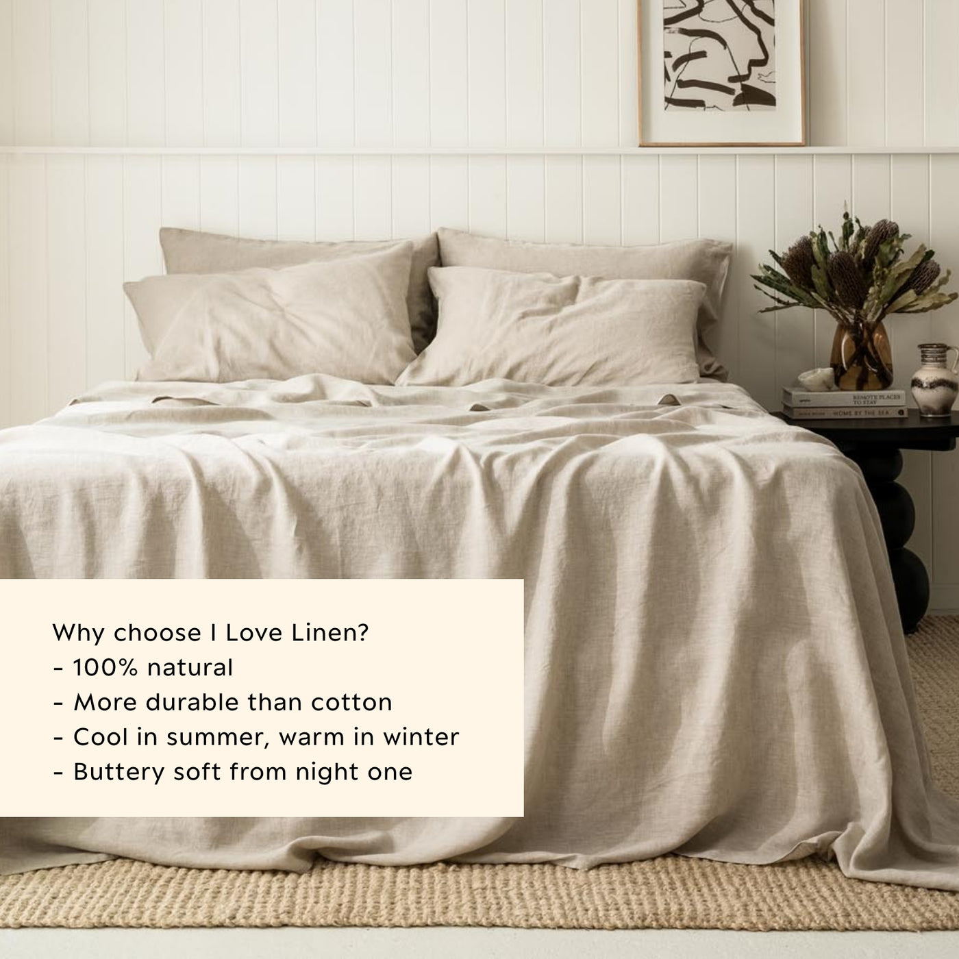 French Flax Linen Flat Sheet in Natural