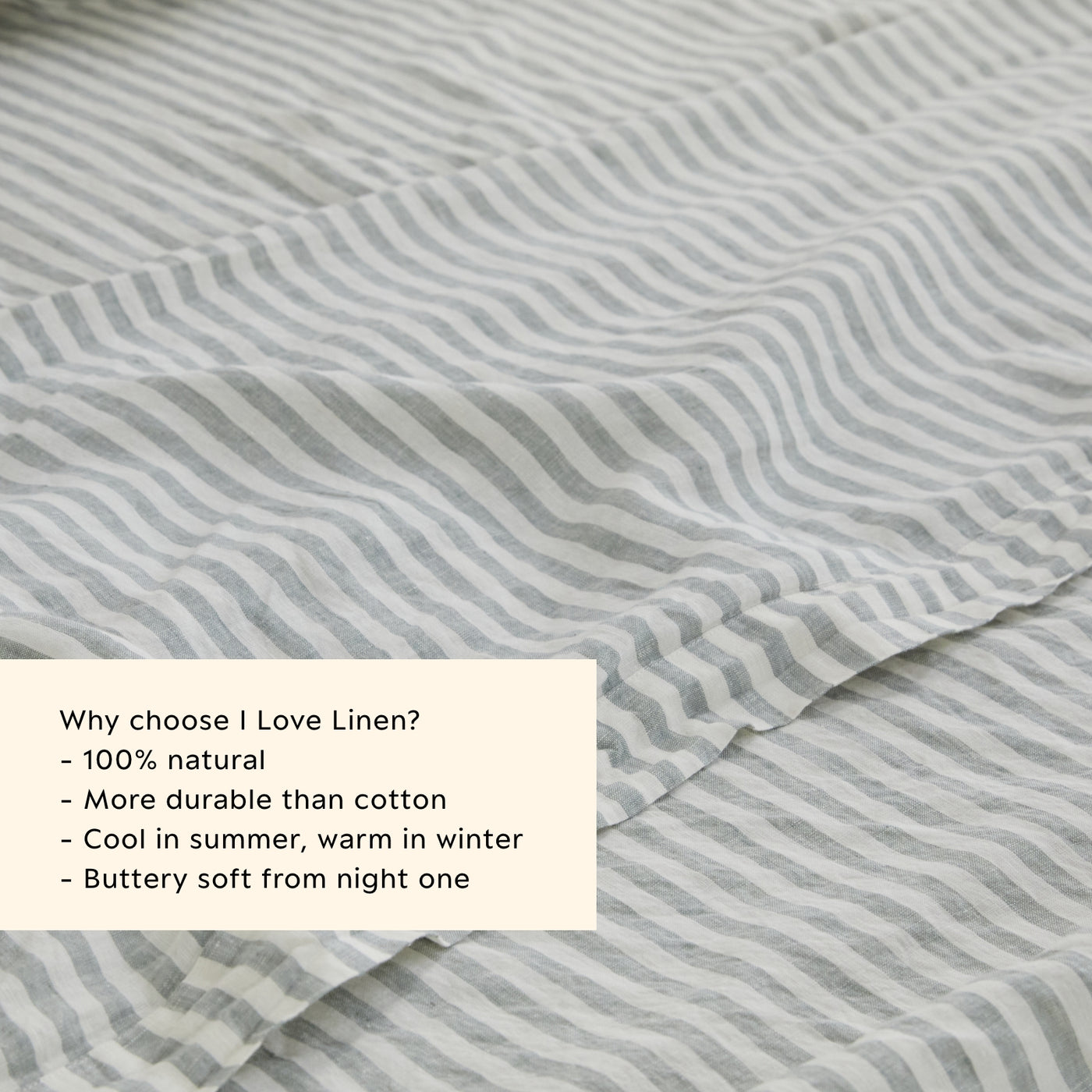 French Flax Linen Flat Sheet in Sage Stripe