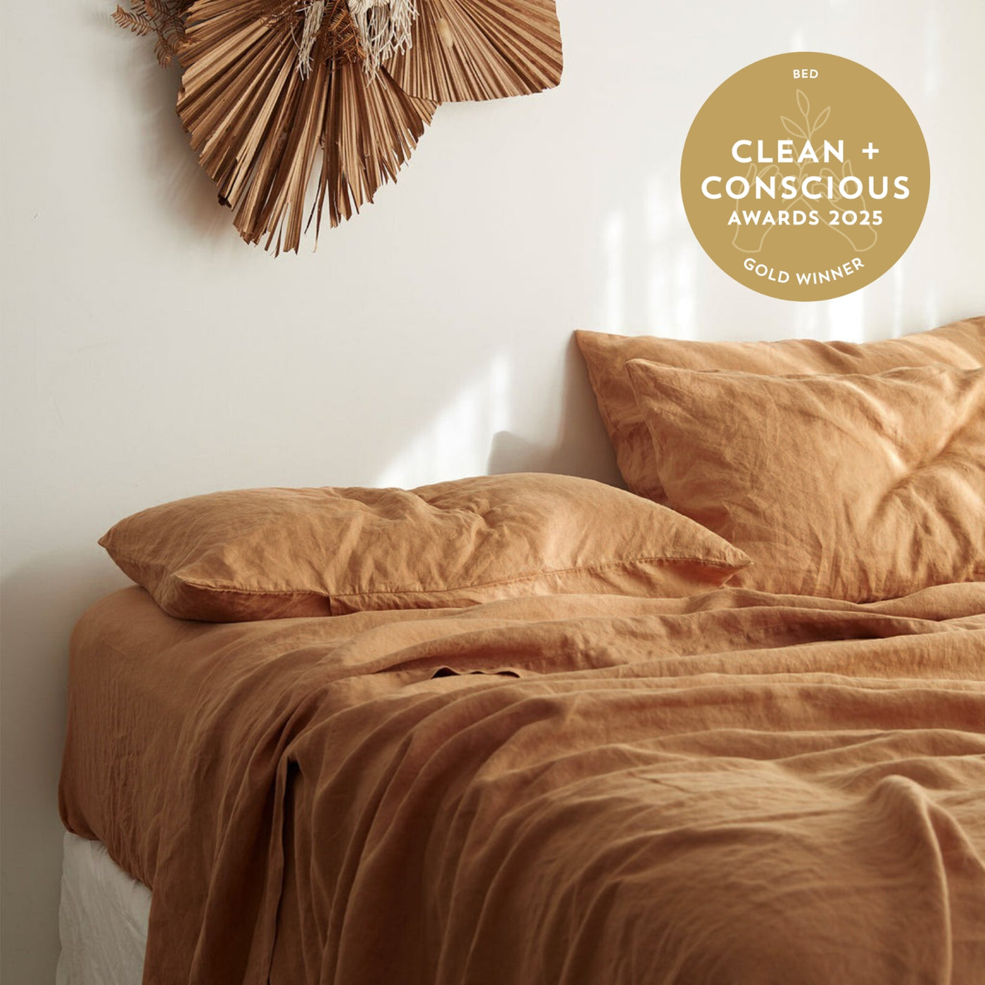 French Flax Linen Flat Sheet in Sandalwood