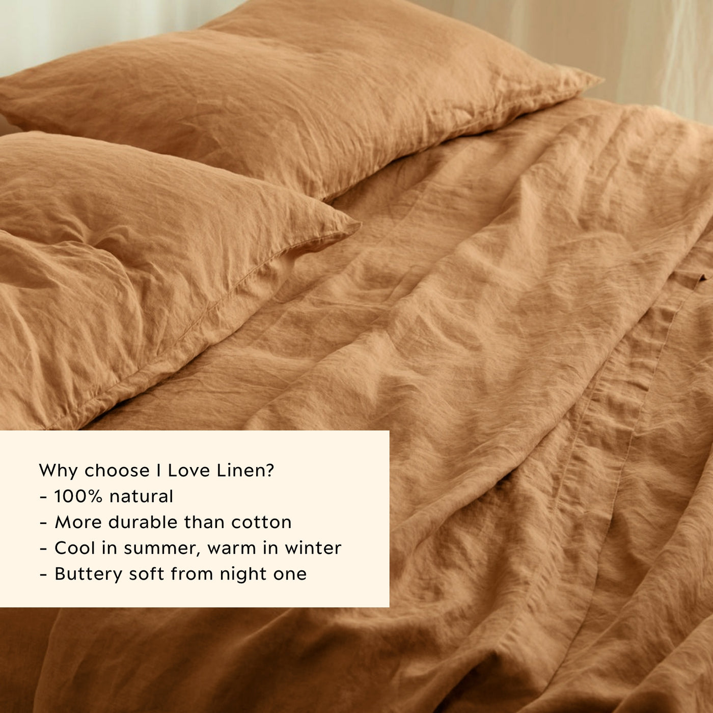 French Flax Linen Sheet Set in Sandalwood