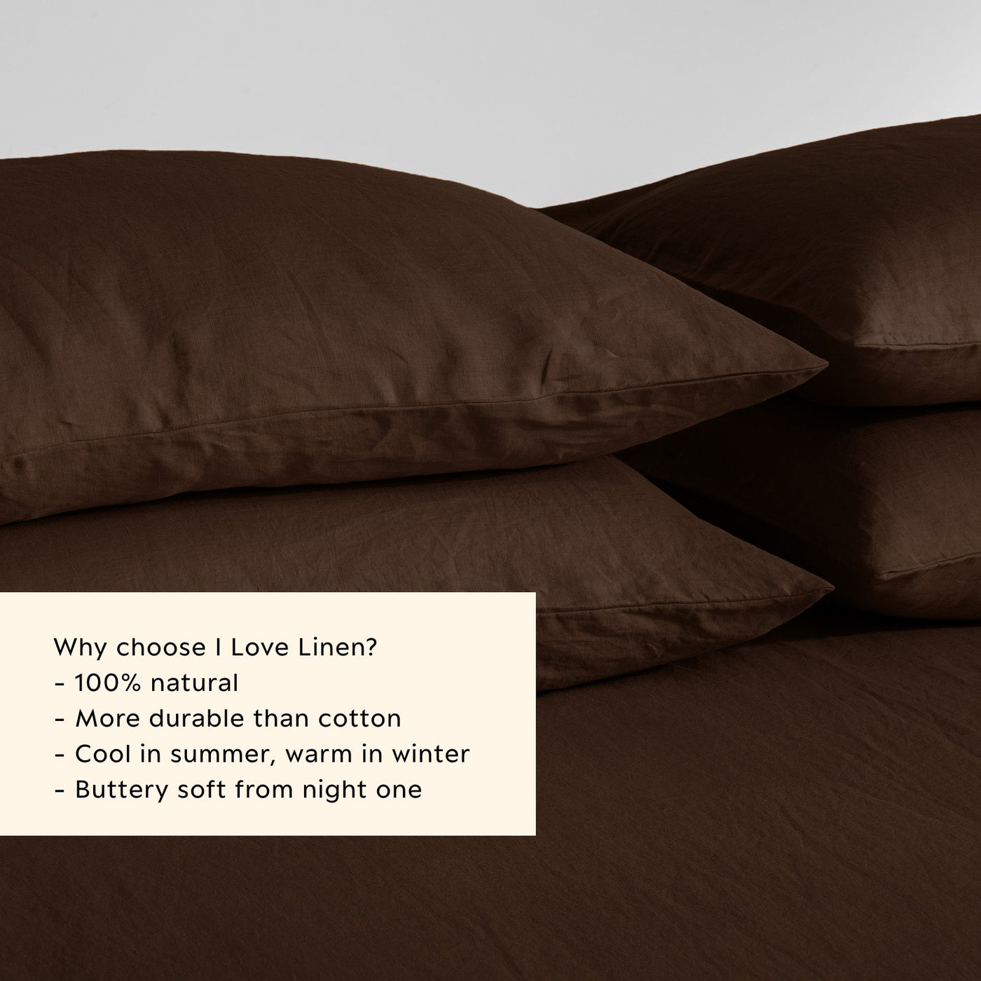 French Flax Linen Pillowcase Set in Chocolate