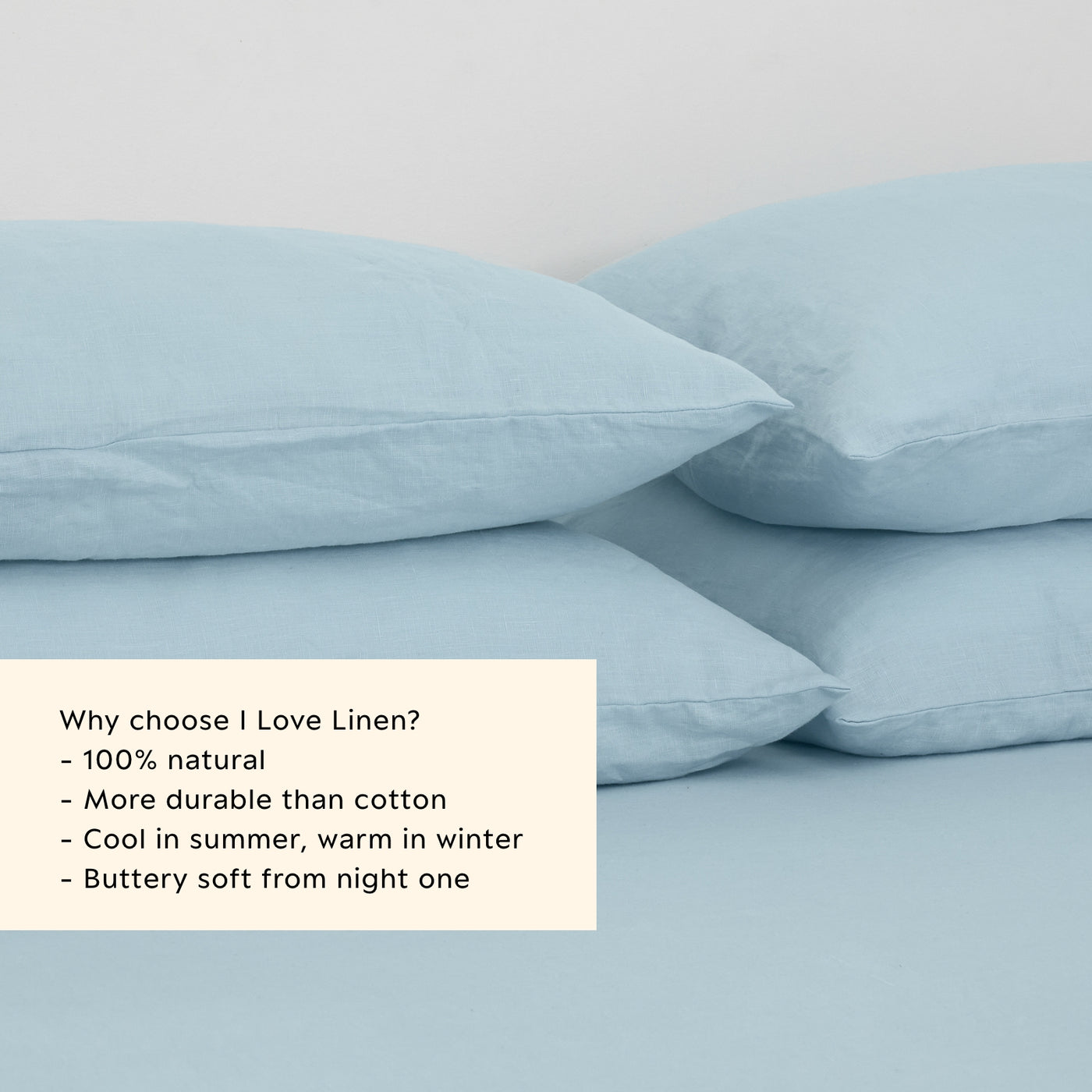 French Flax Linen Pillowcase Set in Sky Blue