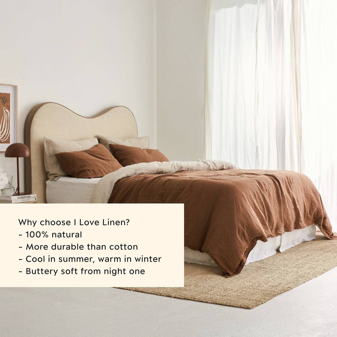 French Flax Linen Double Sided Quilt Cover in Hazelnut/Natural