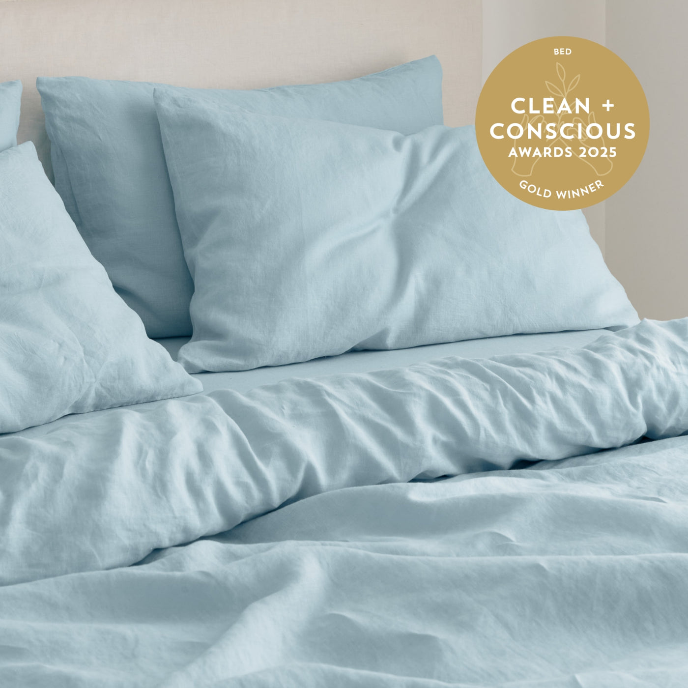 French Flax Linen Quilt Cover in Sky Blue