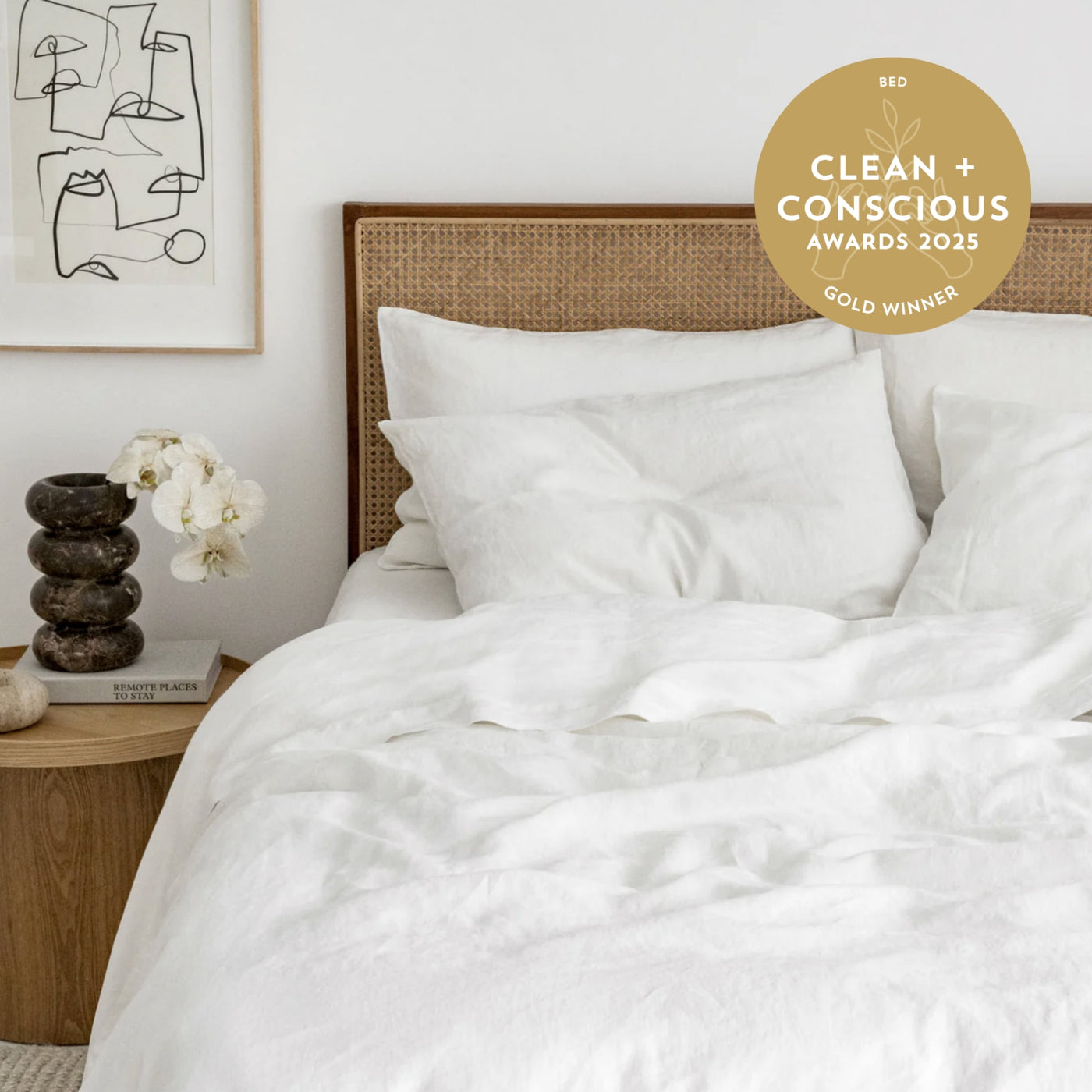 French Flax Linen Quilt Cover in White