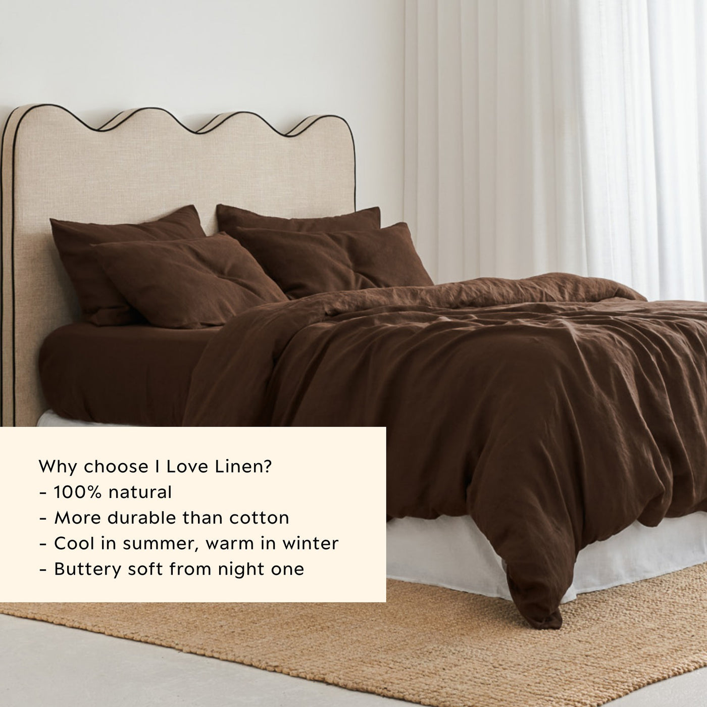 French Flax Linen Quilt Cover Set in Chocolate