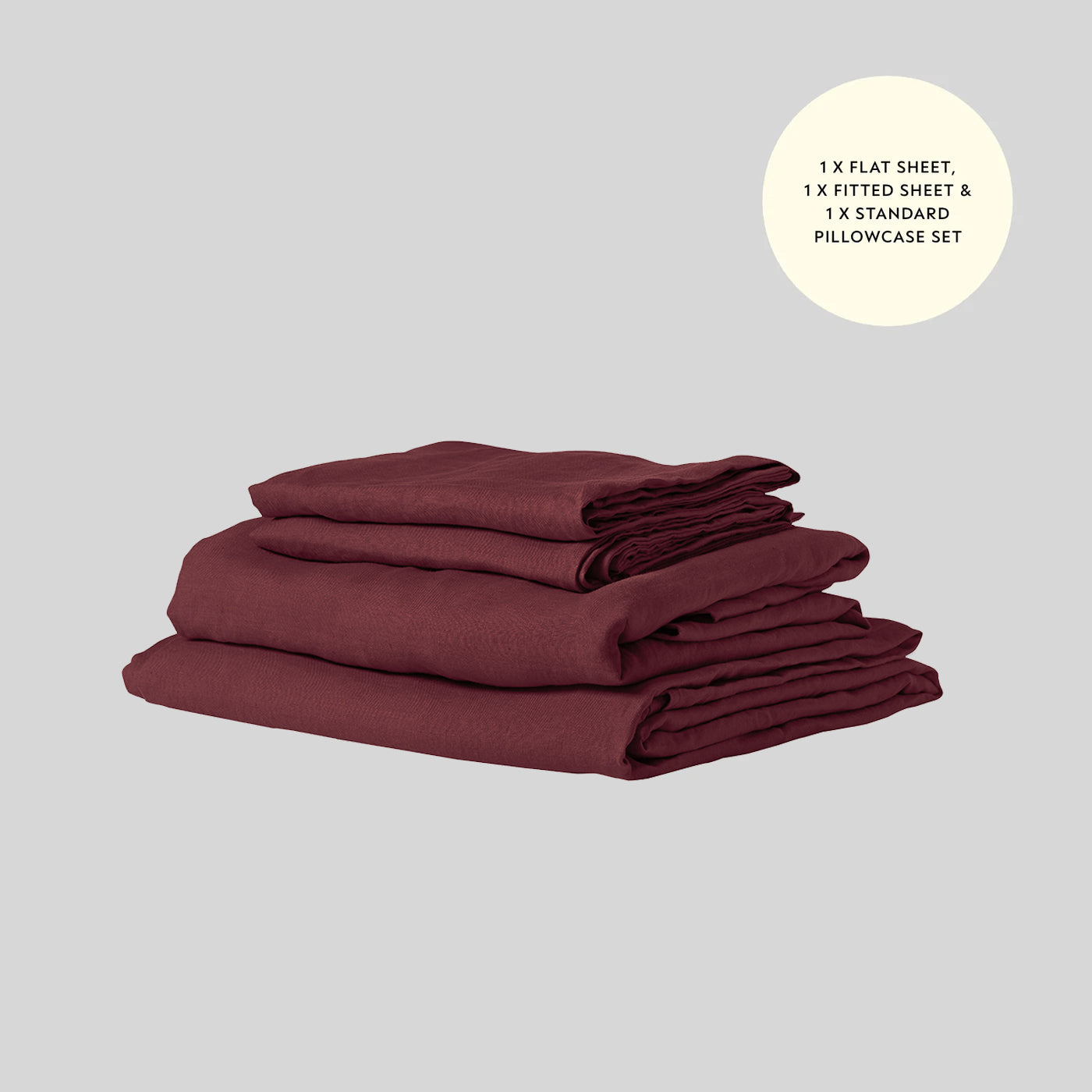 French Flax Linen Sheet Set in Cherrywood