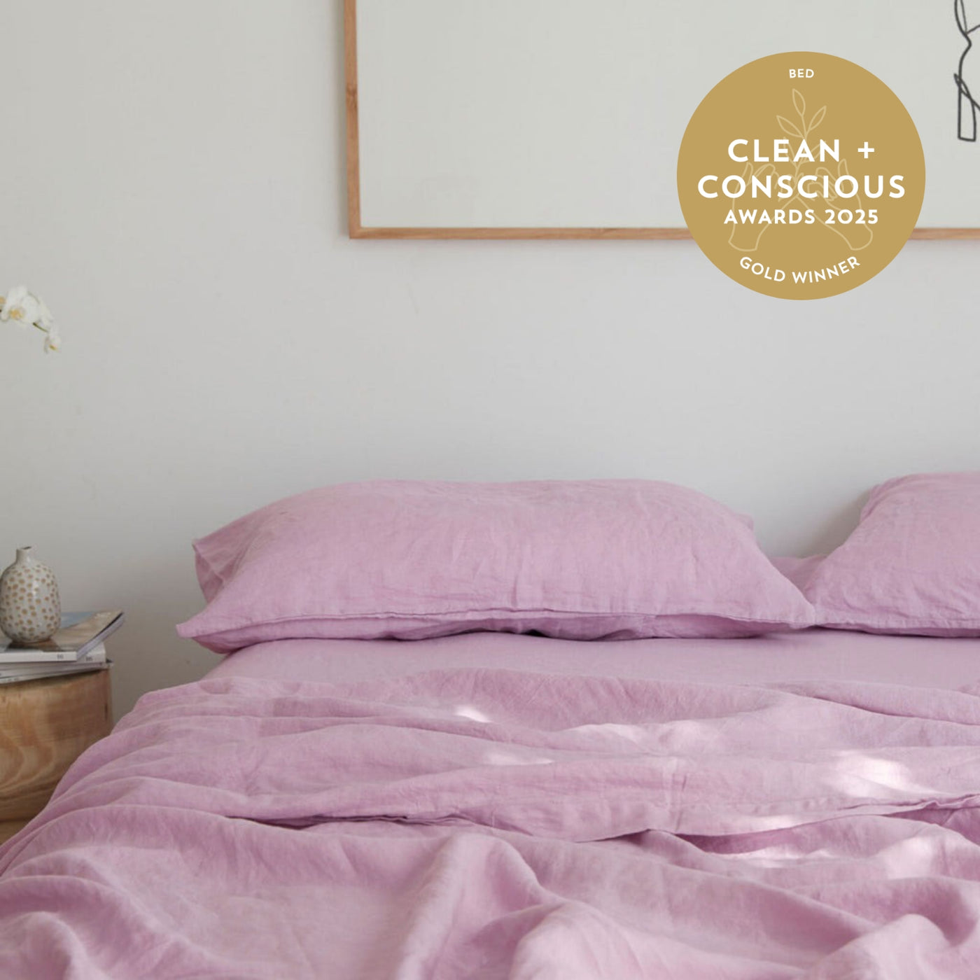 French Flax Linen Sheet Set in Lilac