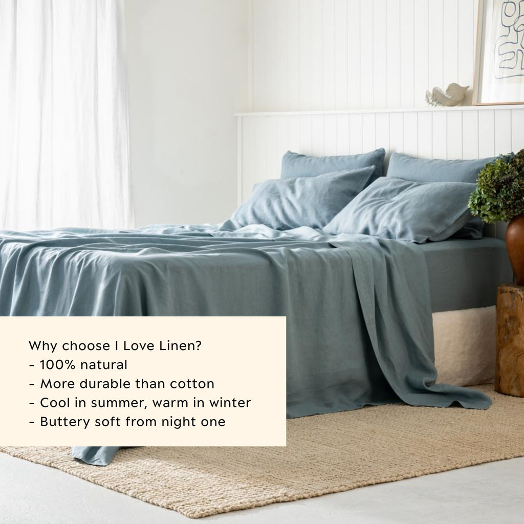 French Flax Linen Sheet Set in Marine Blue – I Love Linen