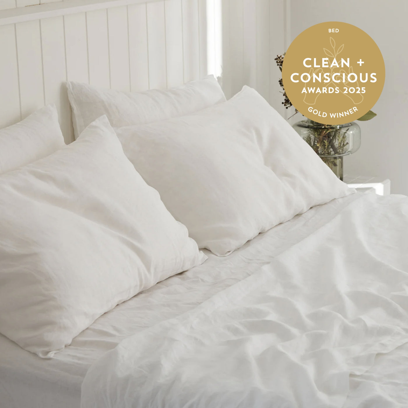 French Flax Linen Sheet Set in White