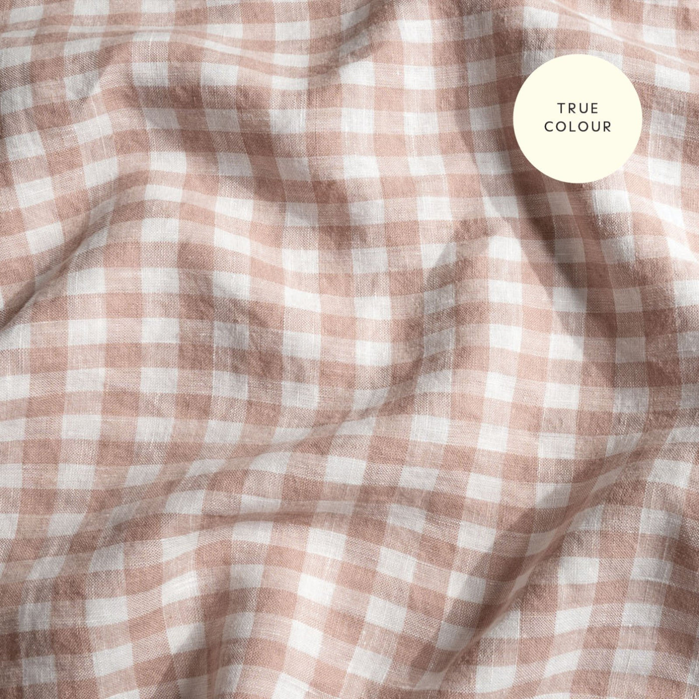 French Flax Linen Fitted Sheet in Clay Gingham