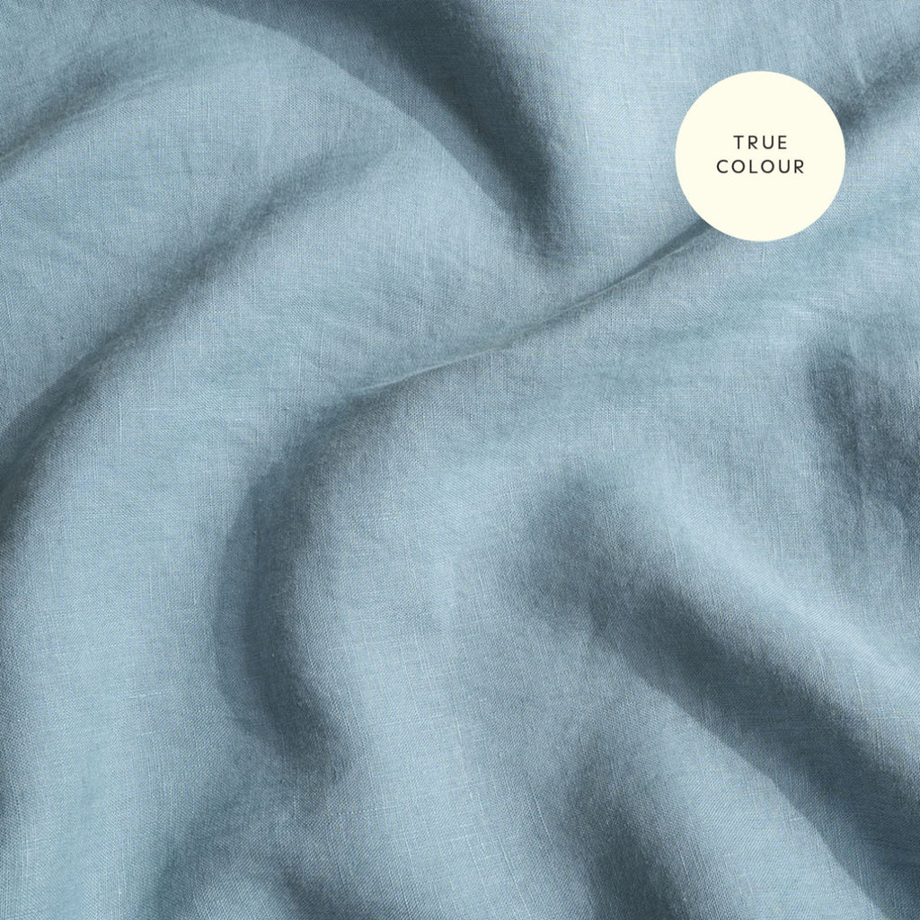 French Flax Linen Double Sided Quilt Cover Set in Indigo/Marine Blue