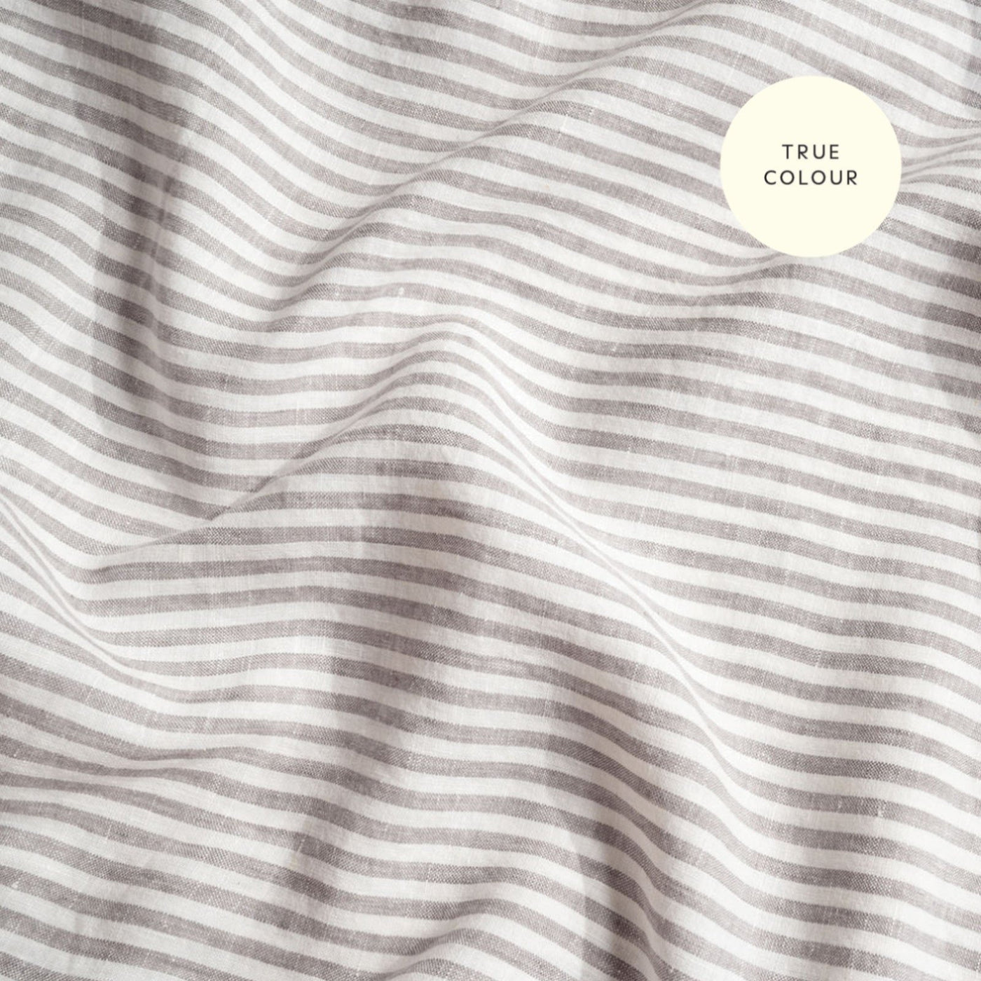 French Flax Linen Fitted Sheet in Grey Stripe