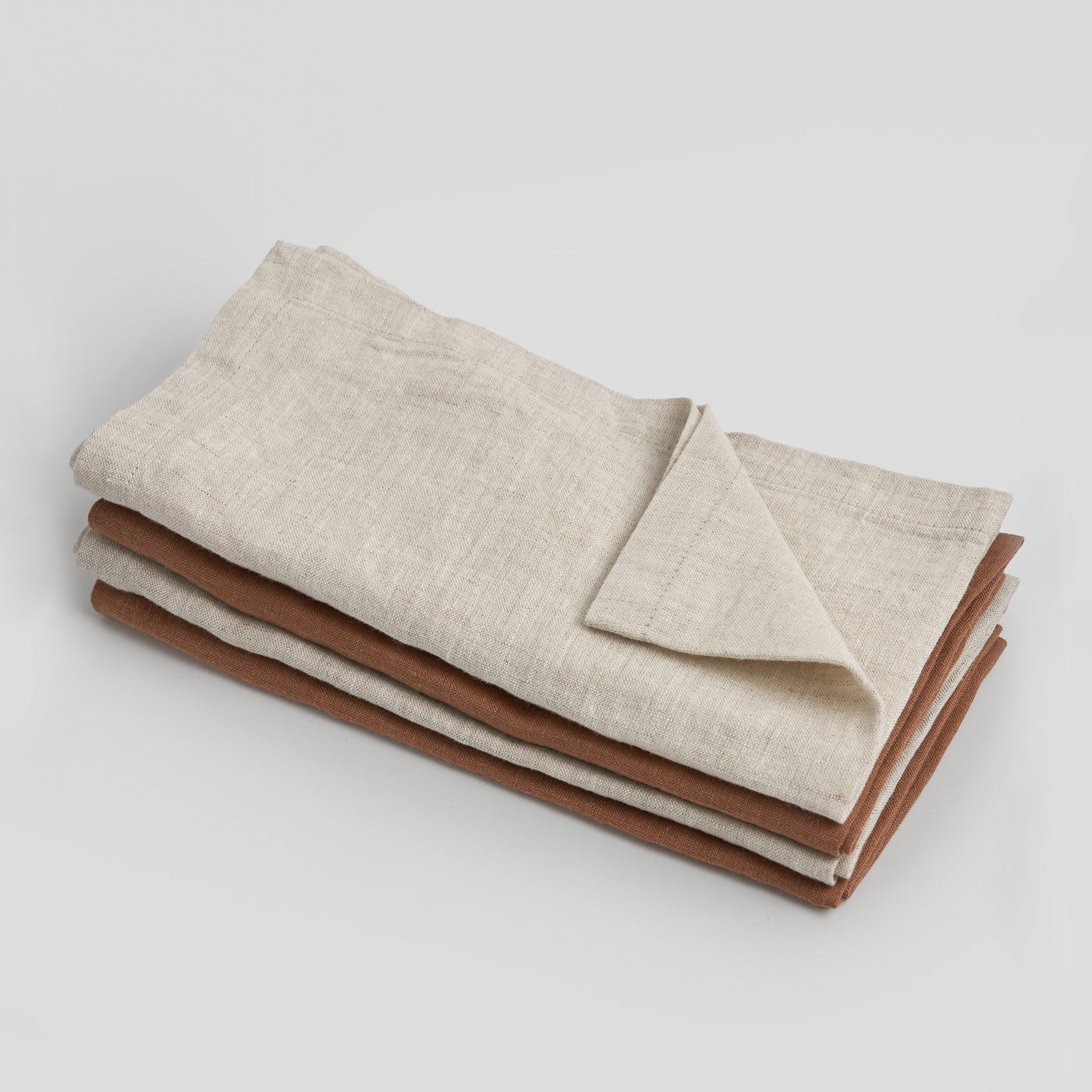 French Flax Linen Napkins (Set Of 4) in Hazelnut/Natural