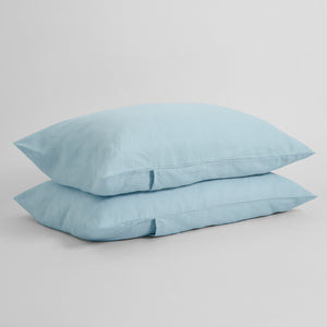 French Flax Linen Pillowcase Set in Sky Blue