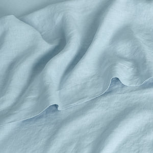 French Flax Linen Flat Sheet in Sky Blue