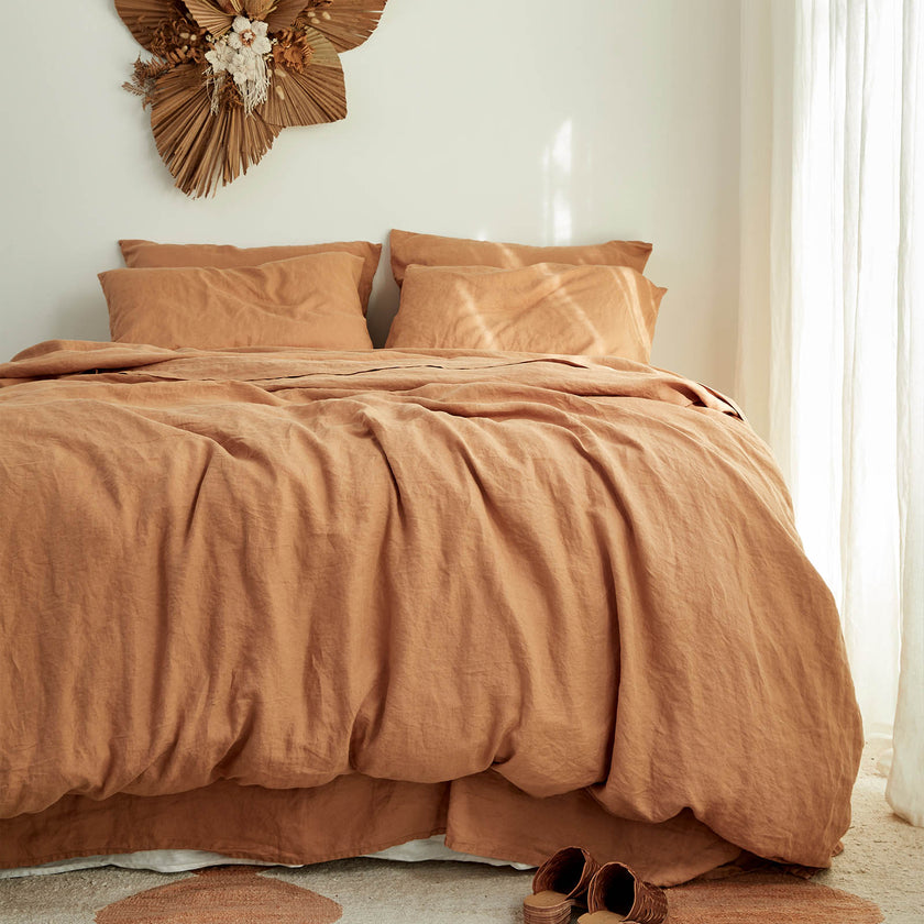 French Flax Linen Quilt Cover Set in Sandalwood