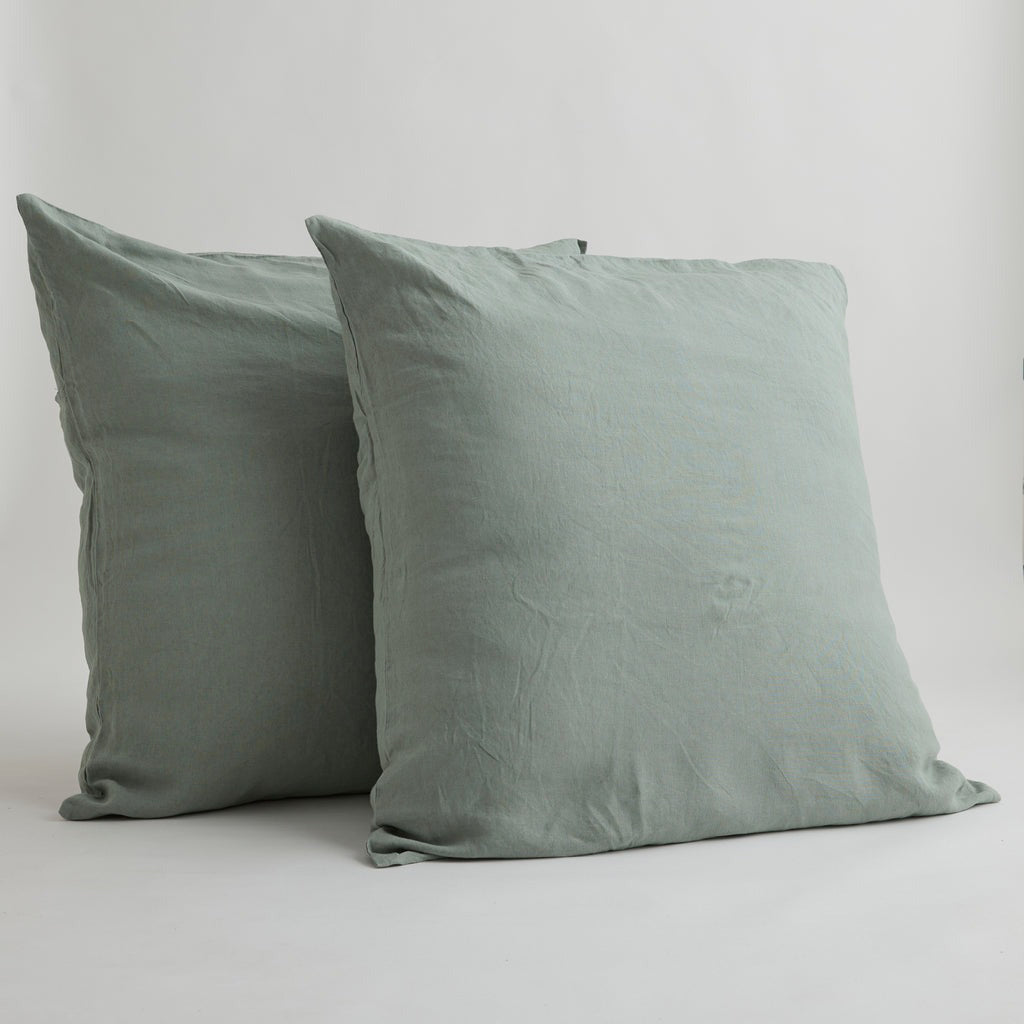 French Flax Linen Pillowcase Set in Sage