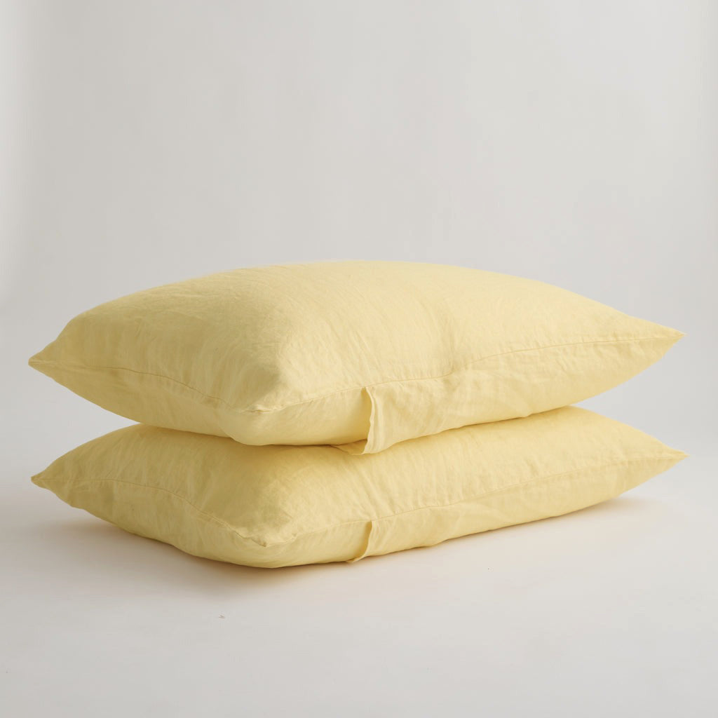 French Flax Linen Pillowcase Set in Daisy