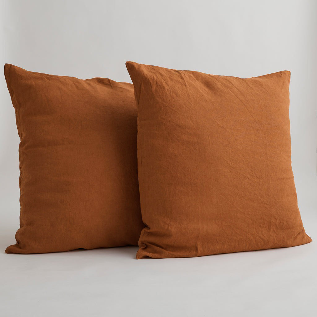 French Flax Linen Pillowcase Set in Ochre