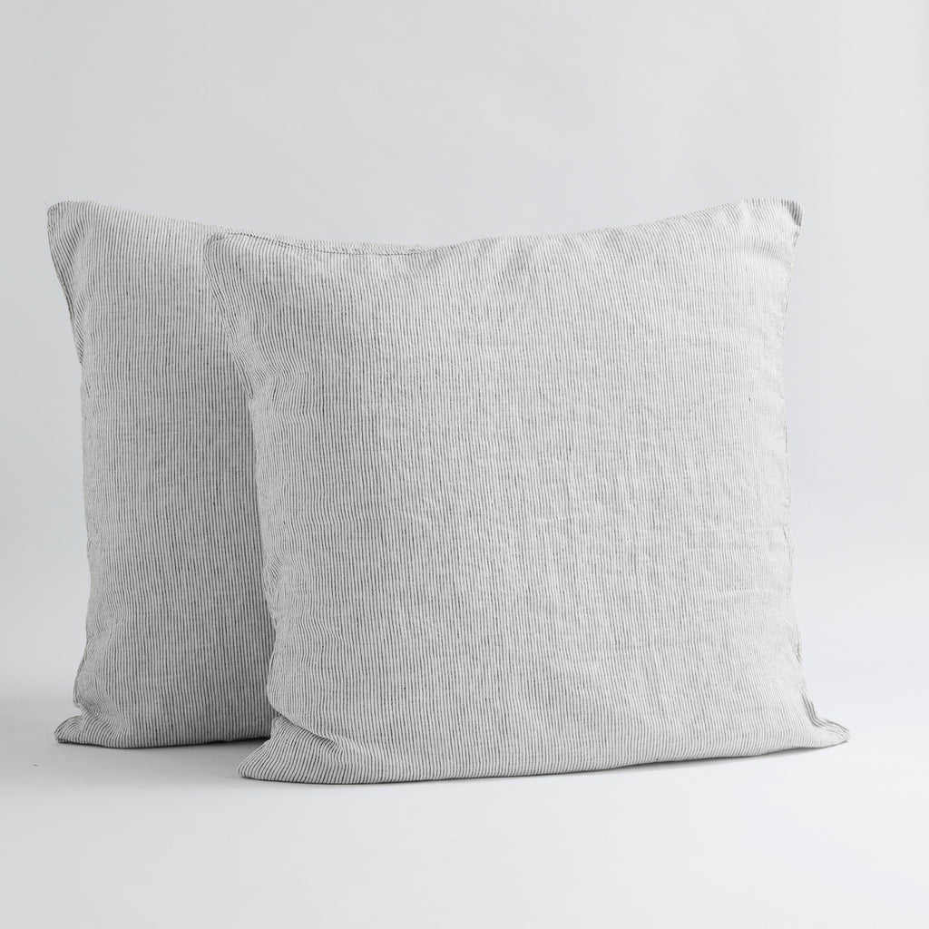 French Flax Linen Pillowcase Set in Pinstripe
