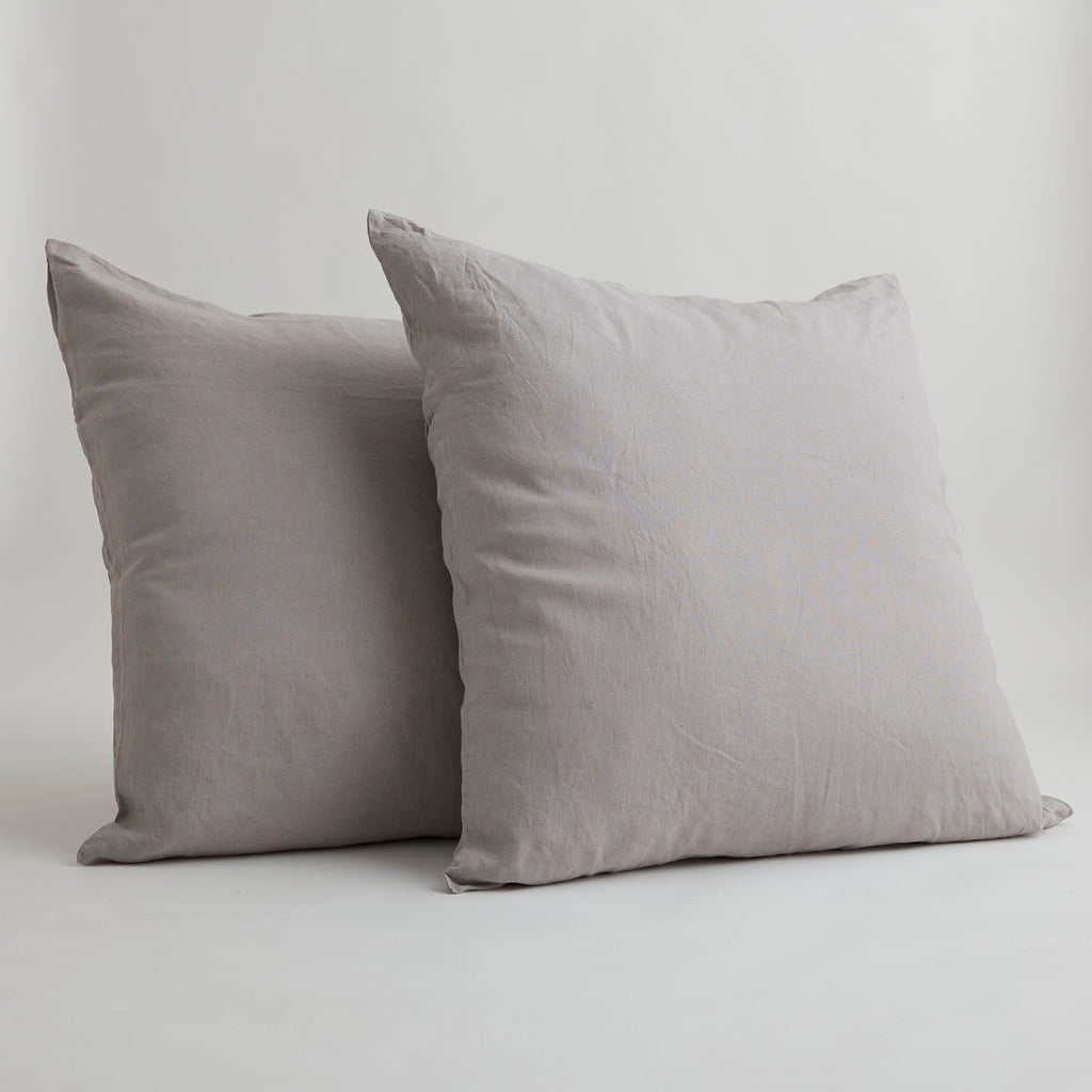 French Flax Linen Pillowcase Set in Soft Grey