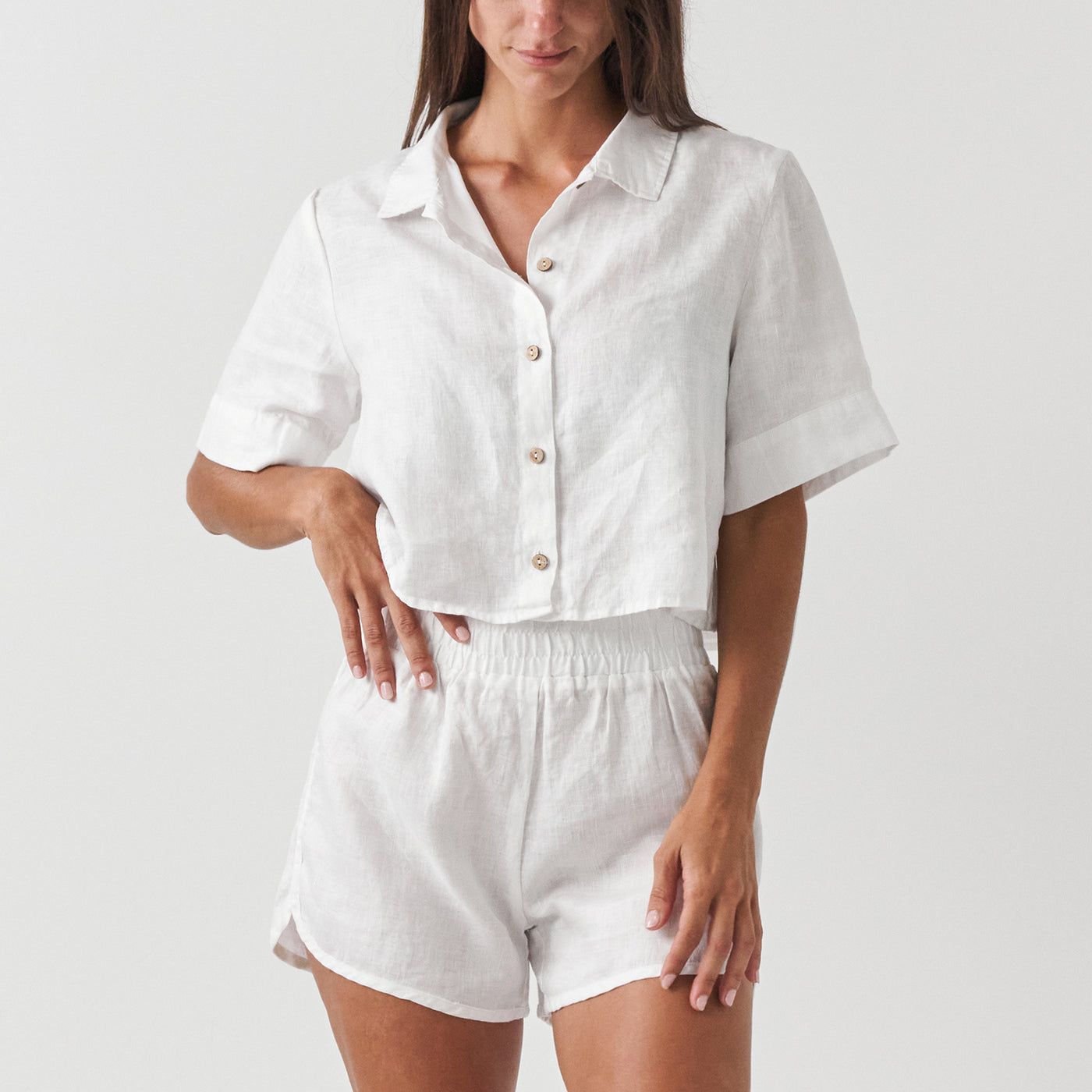 French Flax Linen Poppy Shirt in White