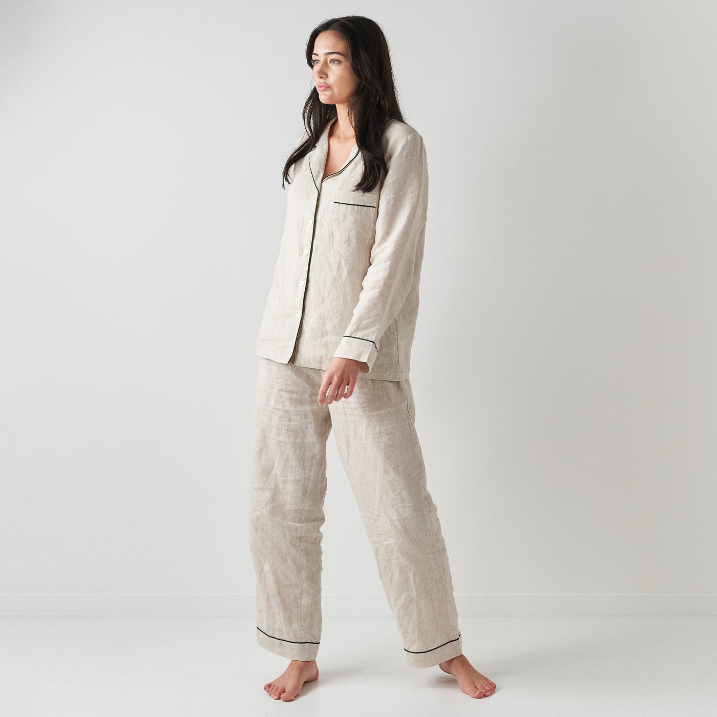 French Flax Linen Pyjama Set in Natural