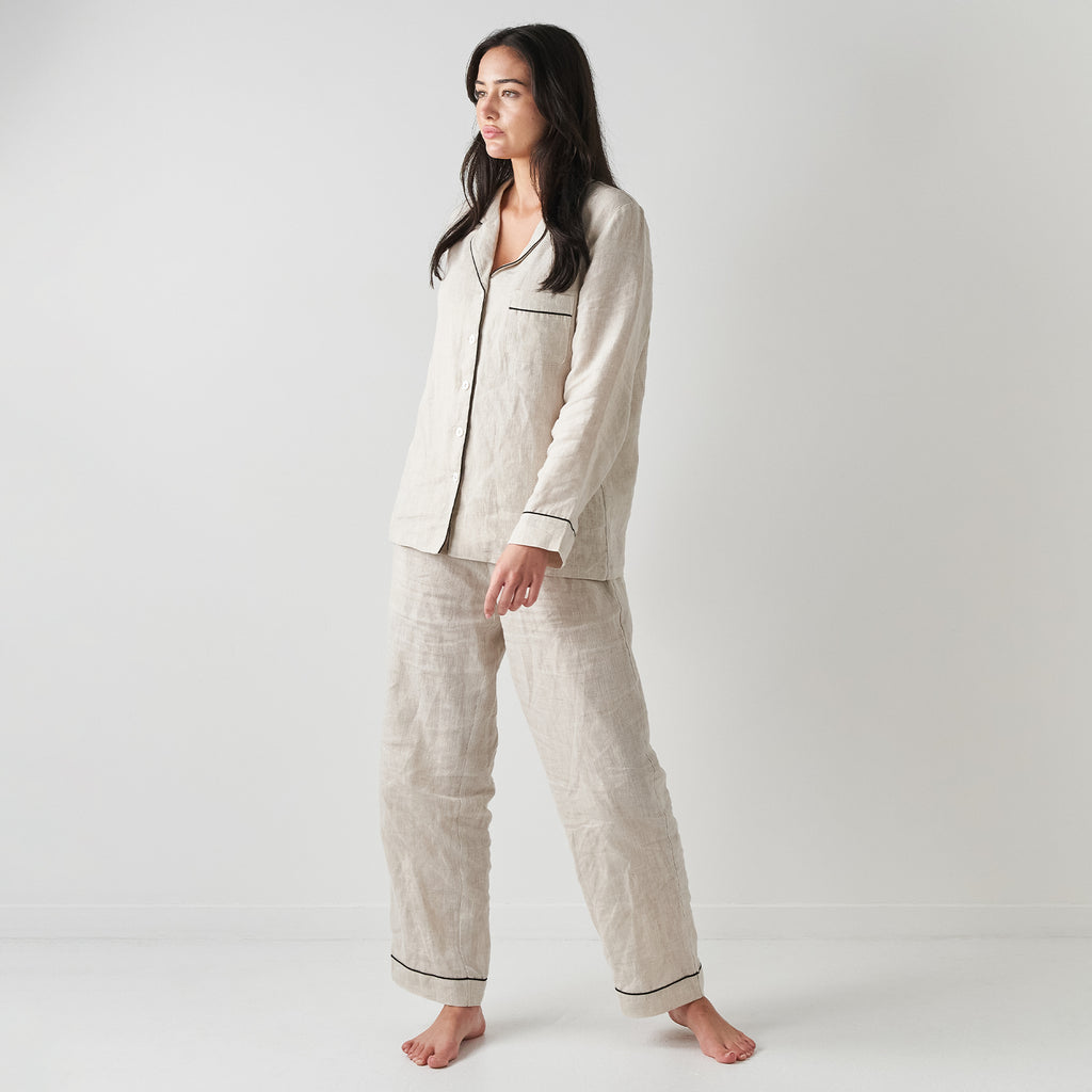 French Flax Linen Pyjama Set in Natural – I Love Linen