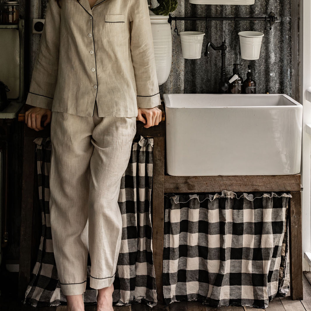 French Flax Linen Pyjama Set in Natural