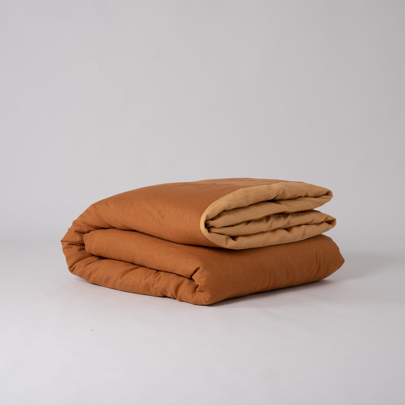 French Flax Linen Double Sided Quilt Cover in Ochre/Sandalwood
