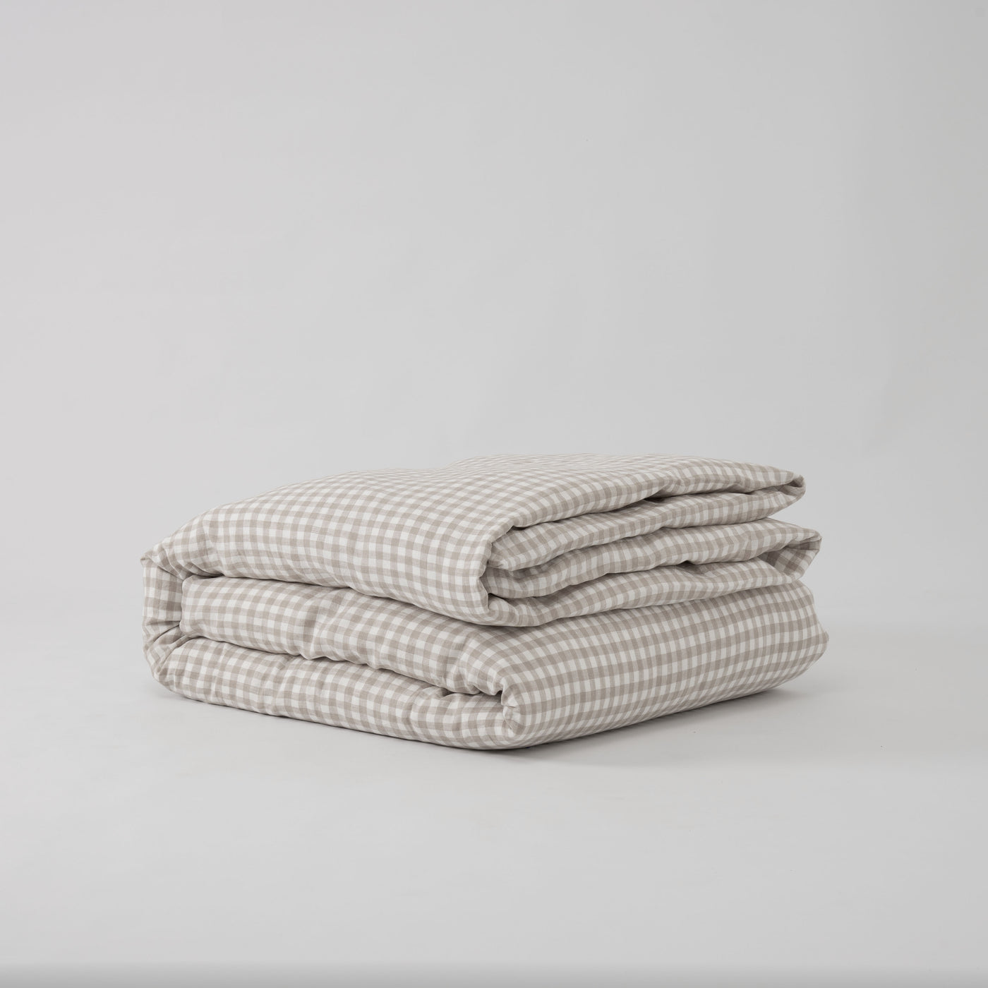 French Flax Linen Quilt Cover in Beige Gingham