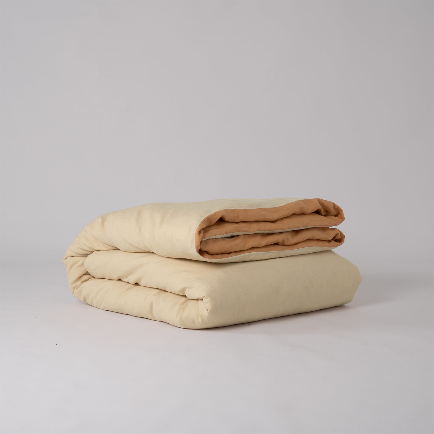 French Flax Linen Double Sided Quilt Cover in Creme/Sandalwood