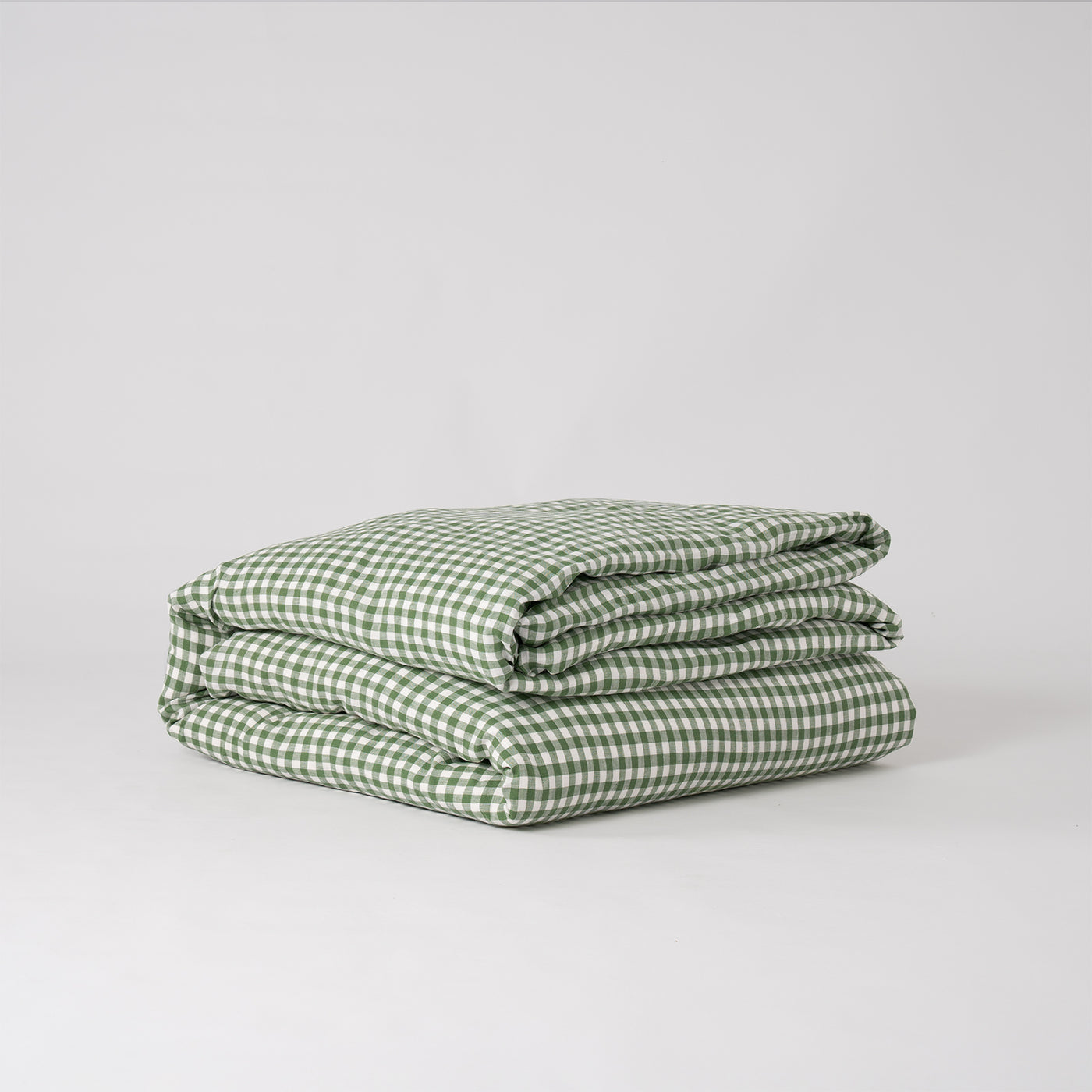 French Flax Linen Quilt Cover in Ivy Gingham