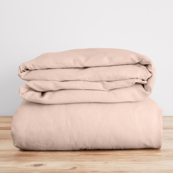 French Flax Linen Quilt Cover in Blush