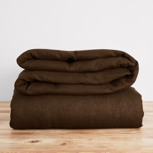French Flax Linen Quilt Cover in Chocolate