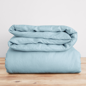 French Flax Linen Quilt Cover in Sky Blue