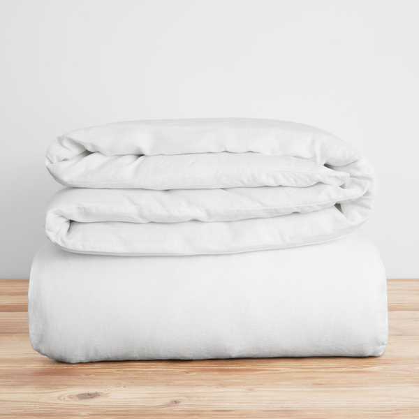 French Flax Linen Quilt Cover in White