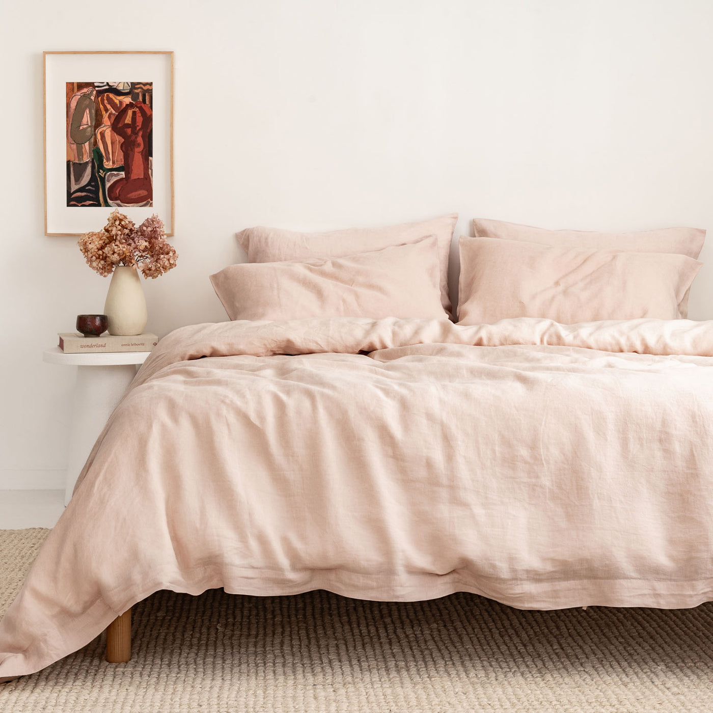 French Flax Linen Quilt Cover in Blush