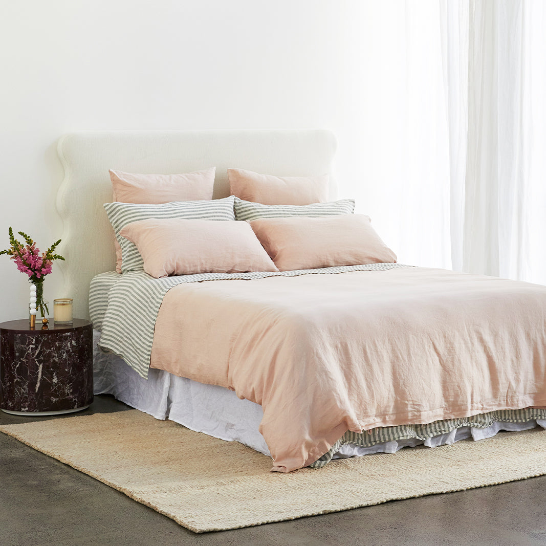 French Flax Linen Quilt Cover in Blush