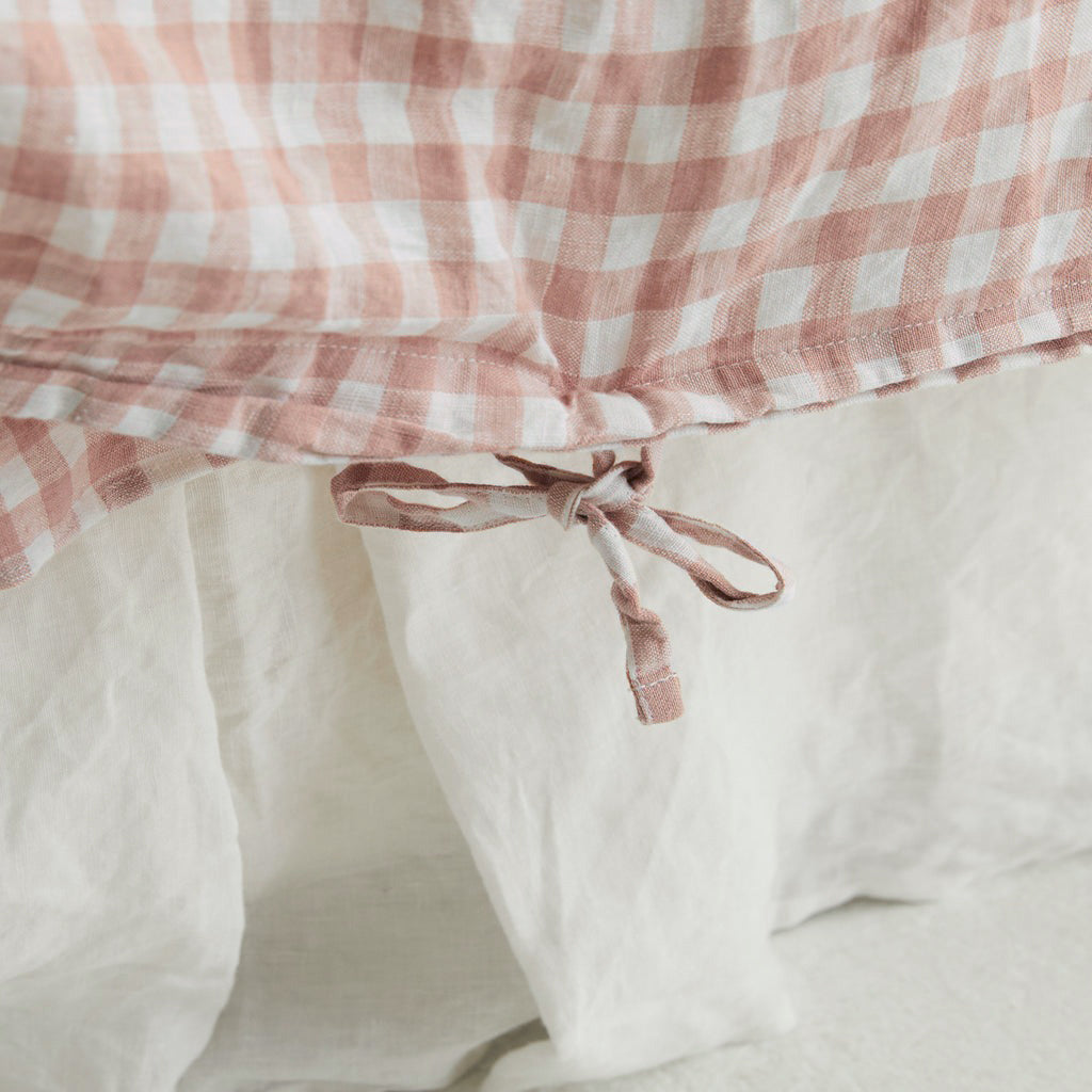 French Flax Linen Quilt Cover Set in Clay Gingham