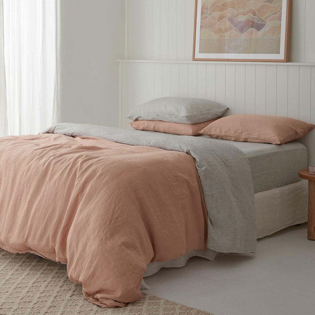 French Flax Linen Quilt Cover Set in Clay