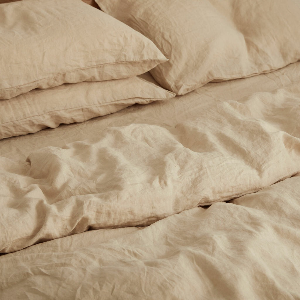 French Flax Linen Quilt Cover in Creme