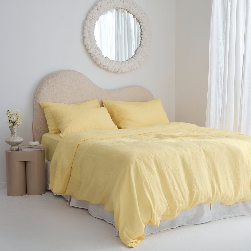 French Flax Linen Quilt Cover Set in Daisy I Love Linen