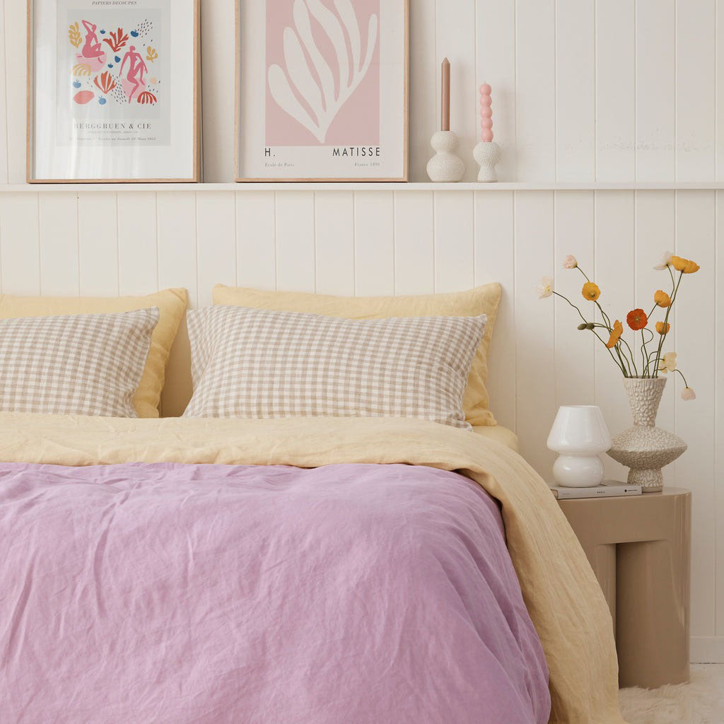 French Flax Linen Quilt Cover in Lilac